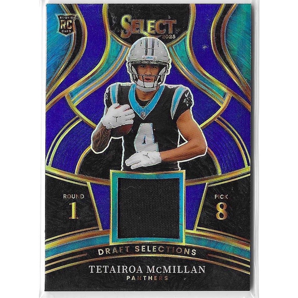 2025 Panini Select #DSM-TMN Tetairoa McMillan Selections Memorabilia Blue Prizm